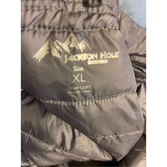 Jackson Hole Gray Outerwear Packable Puffer Jacket XL Full Zip - Picture 7 of 8